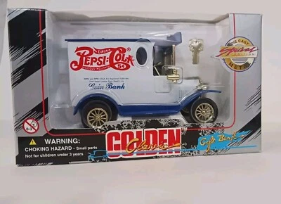 Banco de monedas Pepsi Cola 1996 dorado clásico coche de metal fundido edición especial  Foto 1 de 4