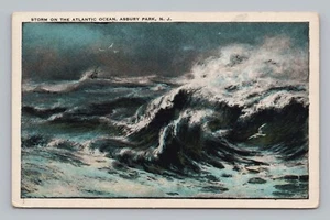 Postkarte Sturm auf dem Atlantik Asbury Park New Jersey - Bild 1 von 2