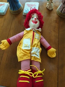 16" Ronald McDonald Clown Lernpuppe Reißverschluss Schnürsenkel Ösen 1984 Vinyl - Bild 1 von 16
