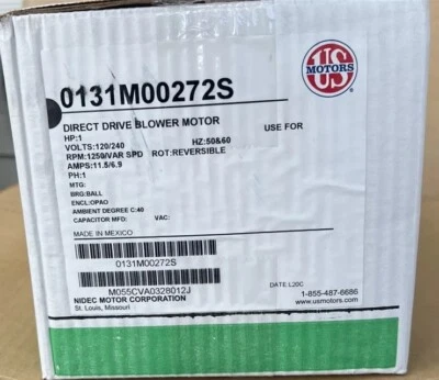 goodman amana US Motors 0131M00272 Blower Motor 1 HP 120/240V 1250RPM 50/60Hz