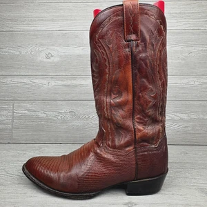 Dan Post Teju Lizard Cowboy Boots Antique Tan Brown Leather Mens Size 11.5 D - Picture 1 of 21