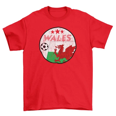 BUZZ SHIRTS WALES Fußball T-Shirt Retro Kreis, Erwachsene Kinder oder Baby, 6 Nationen Welsh