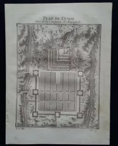 Kupferstich der Inka-Stadt "Cusco" * um 1750 * J. N. Bellin - Bild 1 von 3
