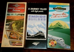 Folletos AMTRAK EMPIRE BUILDER, ADIRONDACK SCENIC RR, GRAND CANYON RR - Imagen 1 de 1