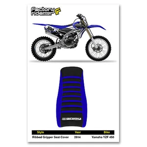 2014-2017 YAMAHA YZF 450 SEAT COVER BLUE SIDES / BLACK TOP / BLUE RIBS #84 - Picture 1 of 5