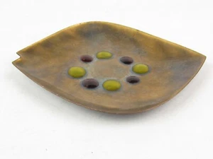 Vintage Mid-Century Modernist Enamel On Copper Ashtray Dish - Picture 1 of 8