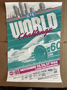 Póster de carreras de autos GTE World Challenge TAMPA 1988 vintage - Imagen 1 de 5