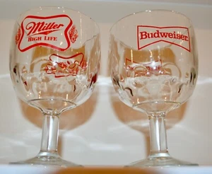 Pair of Vintage Miller High Life & Budweiser Glasses 16 Oz (473 ml) Two Glasses - Picture 1 of 13