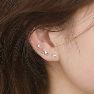 Lovely Star Meteor 925 Sterling Silver Climber Crawler Earrings A1586 - Picture 1 of 9