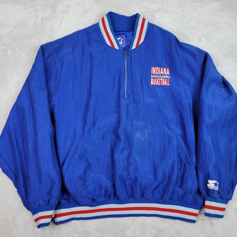 Indiana Hoosiers Jacket Adult  XXL Blue Nylon Windbreaker Zip Pullover USA Made Cover