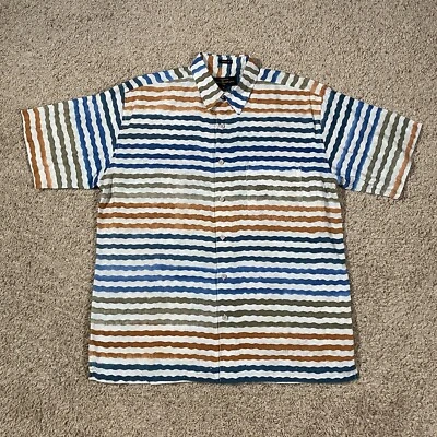 Pete Huntington Bali Hawaiian Striped Shirt Handcrafted Size Medium - Image 1 of 4