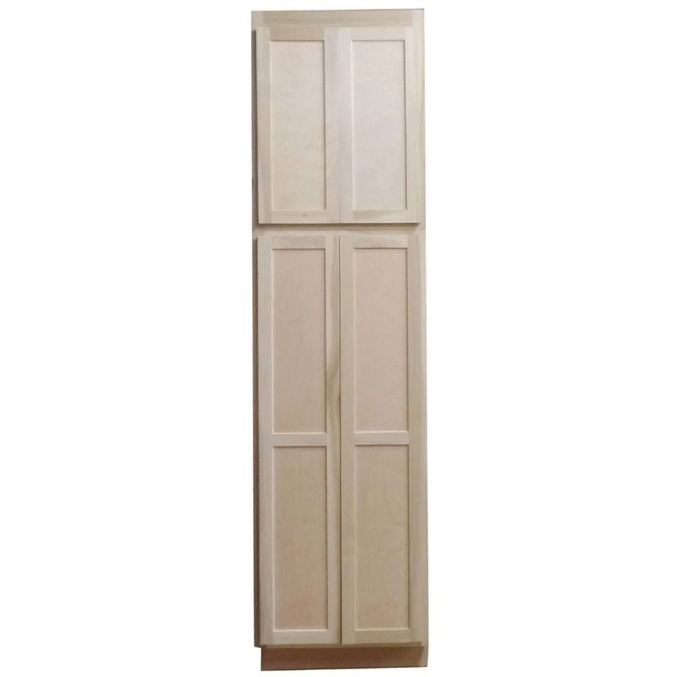 厨房实用储藏室柜 | 未完成杨树 | 摇摇风格 | 96x30x24 英寸 — 第 1/1 张图片