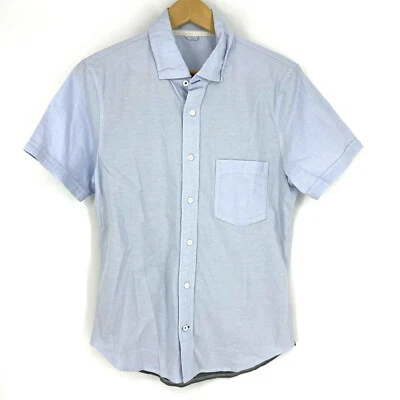 Blusa Kit & Ace para mujer talla 8 azul Oxford con botones gris jersey camisa trasera Foto 1 de 4