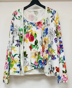 Riani Strickjacke mehrfarbig Blumenmuster & ärmelloses Oberteil Gr. S - Bild 1 von 10