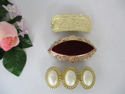 Juego de 3 pasadores de pelo vintage años 80 estilo victoriano terciopelo, plástico, metal Foto 1 de 4