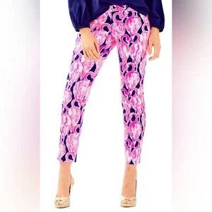 Pantalón tobillo ajustado Lilly Pulitzer Kelly talla 0 marea alta Na Via Amor flamencos nuevo con etiquetas - Imagen 1 de 8