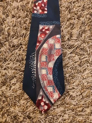 L'Atelier Neck Tie Adult Mens Blue Geometric 100% Silk USA Made - Image 1 of 4