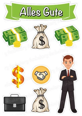 Geld eßbar Muffin Tortenaufleger Party Deko Geschenk Geburtstag Broker Banker - Bild 1 von 4