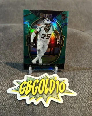 IKEM EKWONU 2022 Panini SELECT True Green PRIZM Carolina Panthers RC  4/5 - Image 1 of 3