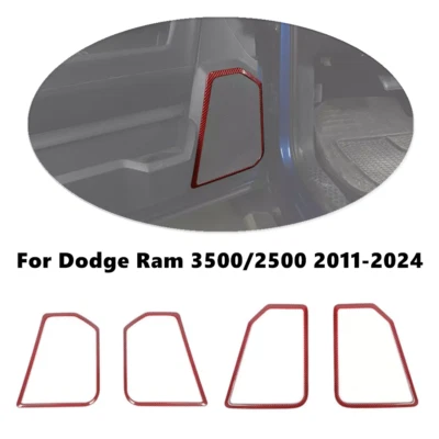 Cubierta de anillo de altavoz de puerta interior de carbono rojo para Dodge Ram 3500/2500 2011-2024 Foto 1 de 4