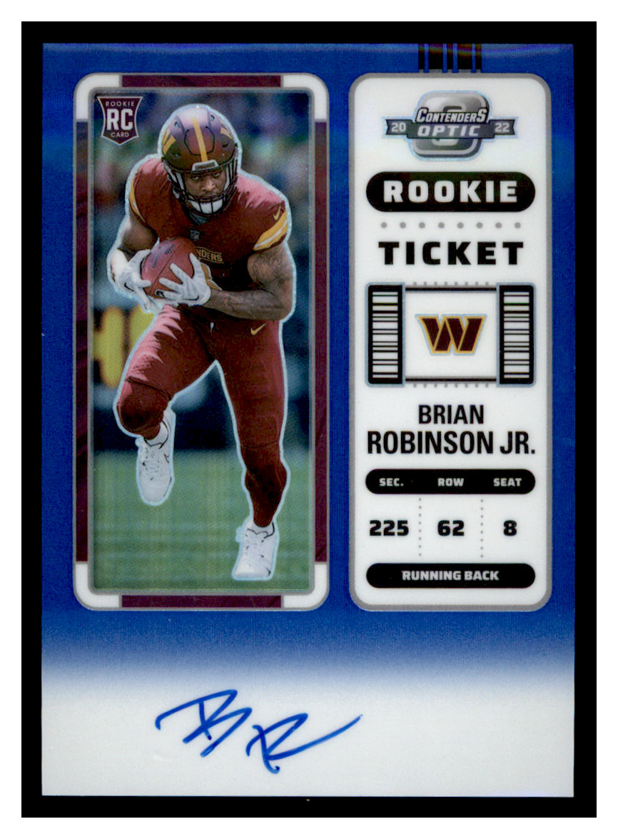 2022 Panini Contenders Optic Blue RC Auto Brian Robinson Jr Commanders 18/75 106