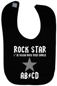 Rock Star Baby Feeding Bib Newborn-3yr Touch Fastener Boy Girl Acce Gift - Picture 1 of 6