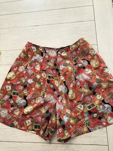 Vintage Nicole Miller Silk 100% Shorts XS Waist 24" Inseam 4" Watch Pattern - Picture 1 of 8