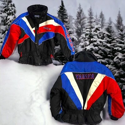 Chaqueta de moto de nieve Yamaha vintage roja blanca azul para mujer ropa de calle mediana Foto 1 de 4
