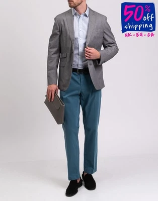 PVP €345 HACKETT Blazer Chaqueta Talla 38R 48R S Piel de Tiburón Muesca Cuello Solapa Foto 1 de 4