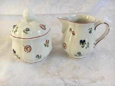 VILLEROY & BOCH PETITE FLOR CREMA Y AZUCARERO CON TAPA, EXCELENTE ESTADO Foto 1 de 4