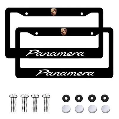 Porsche 2 Pack Black Aluminum License Plate Frame with Screw Caps - Image 1 of 4