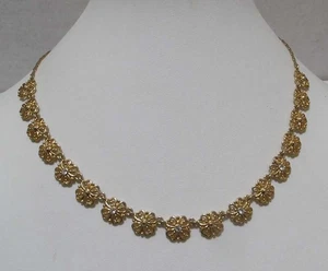 Vintage AVON Gold Tone Flower Chain Clear Rhinestones Necklace Max 19” - Picture 1 of 11