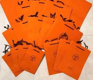 15pcs Authentic Hermes Orange Shopping Paper Gift Bags Large Medium size - Picture 1 of 1