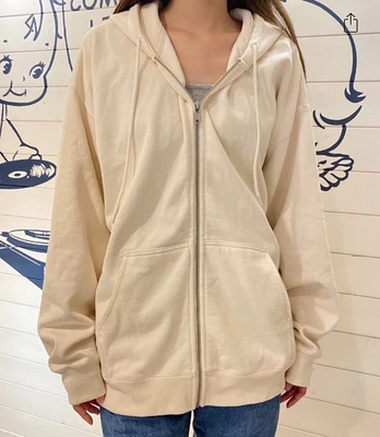 Brandy Melville Beige Christy Sudadera con Capucha Cremallera Grande XL John Galt Foto 1 de 4
