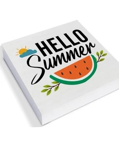 Wassermelone Holz Kasten Schild Schreibtisch Deko Hello Summer Holzblock Schild Stil 3 Stück - Bild 1 von 3