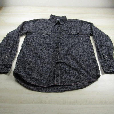 Camisa Southern Thread Para Hombre Grande Negra Gris Floral Perla A Presión Algodón Occidental Foto 1 de 4