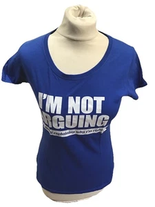 FRUIT OF THE LOOM Blue 100% Cotton Funny Slogan U.K. Small QUALITY T-shirt - Picture 1 of 5