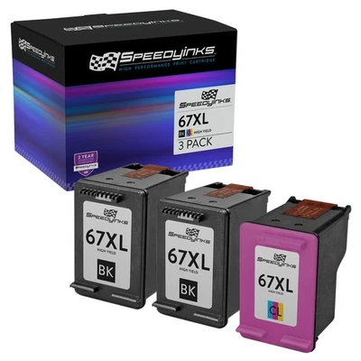 Speedy Replacement for HP 67XL HY Ink Cartridges 2 Black 3YM57AN 1 Color 3YM58AN - Image 1 of 4