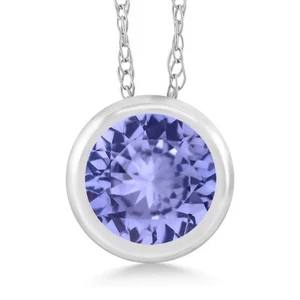 14K White Gold Tanzanite Pendant Necklace For Women (0.46 Cttw, Gemstone - Picture 1 of 4