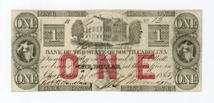 1862 $1 The Bank of the State of SOUTH CAROLINA Note - CIVIL WAR Era - Picture 1 of 3