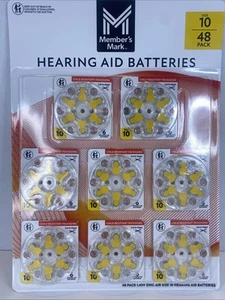 Size 10 Hearing Aid Batteries 48 Count Members Mark EXP 05/ 2028 - Picture 1 of 9
