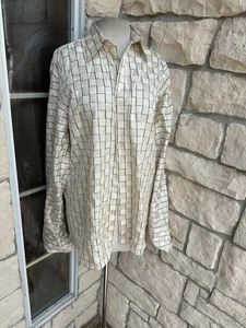 Perry Ellis dress shirt Mens L French cuff silk blend Medium - Picture 1 of 6