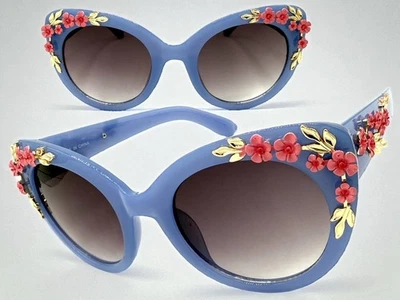 GAFAS DE SOL de gran tamaño elegantes estilo retro vintage marco floral púrpura grande Foto 1 de 4