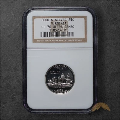 2000-S Proof Silver Virginia State Quarter 25C - NGC PF70 UCAM - San Fransisco - Image 1 of 2