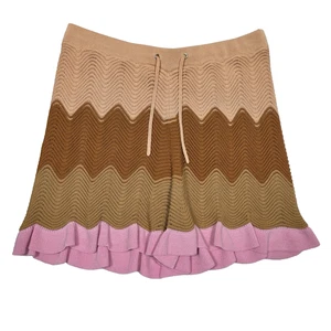 Sandro Shorts Women's 42 Multicolor Capucin Knit Ruffle Hem Drawstring New - Picture 1 of 5