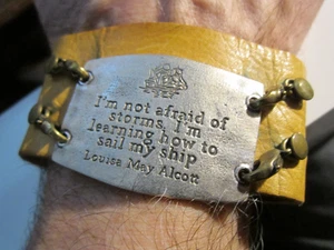 LENNY & EVA LARGE CUFF LEATHER "I'M NOT AFRAID OF STORMS" - 8" WRIST - OFC-S - Picture 1 of 3