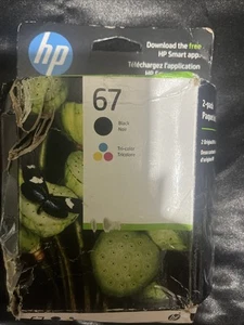 HP 67 2-pack Black/Tri-color Original Ink Cartridges, 3YP29AN#140 EXP 11/2026 - Zdjęcie 1 z 4
