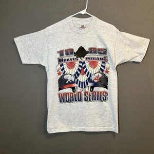 Vintage 95 Cleveland Indians Atlanta Braves World Series grau Erwachsene M hergestellt in den USA - Bild 1 von 9