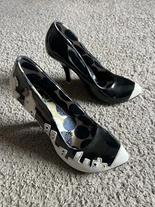 Irregular Choice Skyline Shoes Black White High Heel City Pumps Size 10 41 - Picture 1 of 12