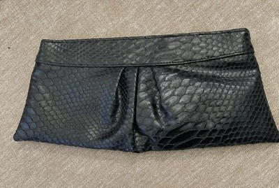 Style & Co Black Faux Reptile Evening Clutch Purse - Image 1 of 4